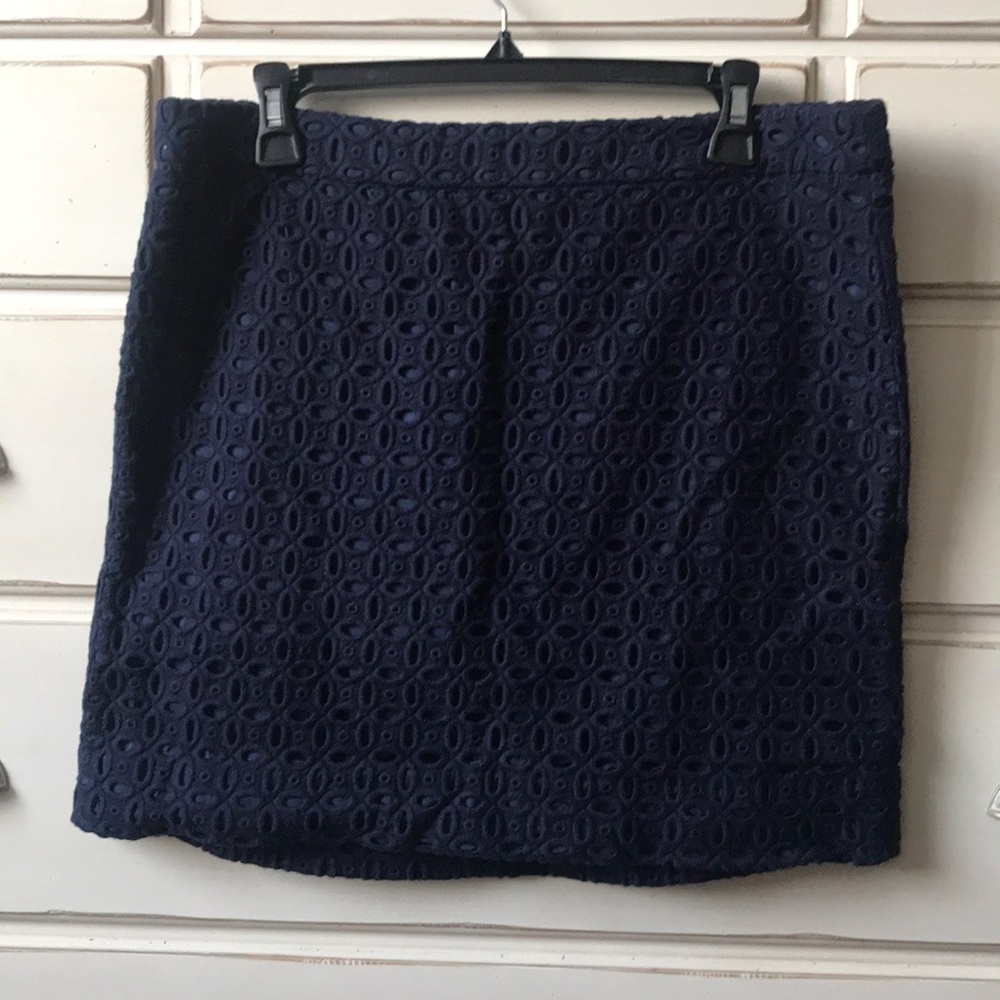 J. Crew Navy eyelet skirt